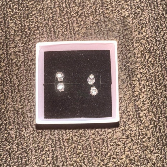 Maison Miru sterling silver tiny crystal stud earrings x2 sets 4 earrings total - Picture 2 of 3